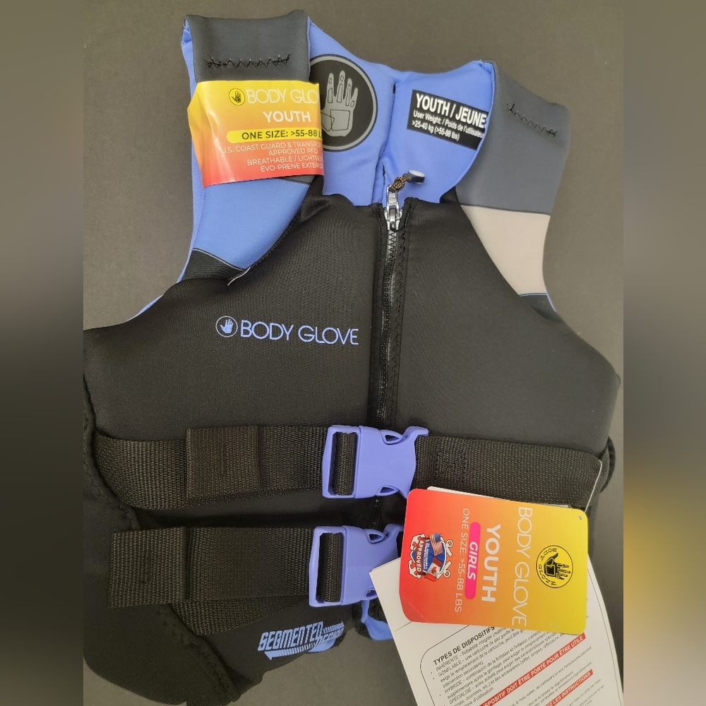 Body Glove Youth Girls PFD - U.S. Coast Guard-Approved (One Size, 55-88 lbs)